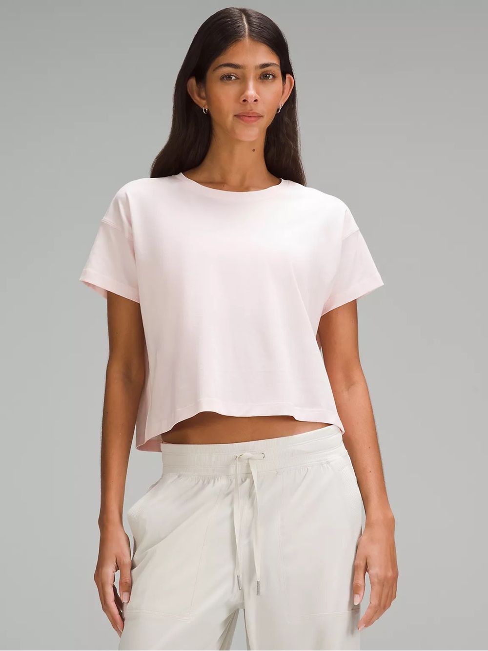 Lululemon Cates Cropped T-Shirt - Strawberry Milkshake, Size 8